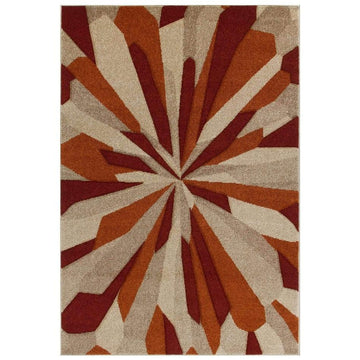 Portland 3337 E Modern Geometric Carved Durable Short Pile Terra/Red/Beige Rug-Melrose-Rug Love - The Most Loved Rug Store